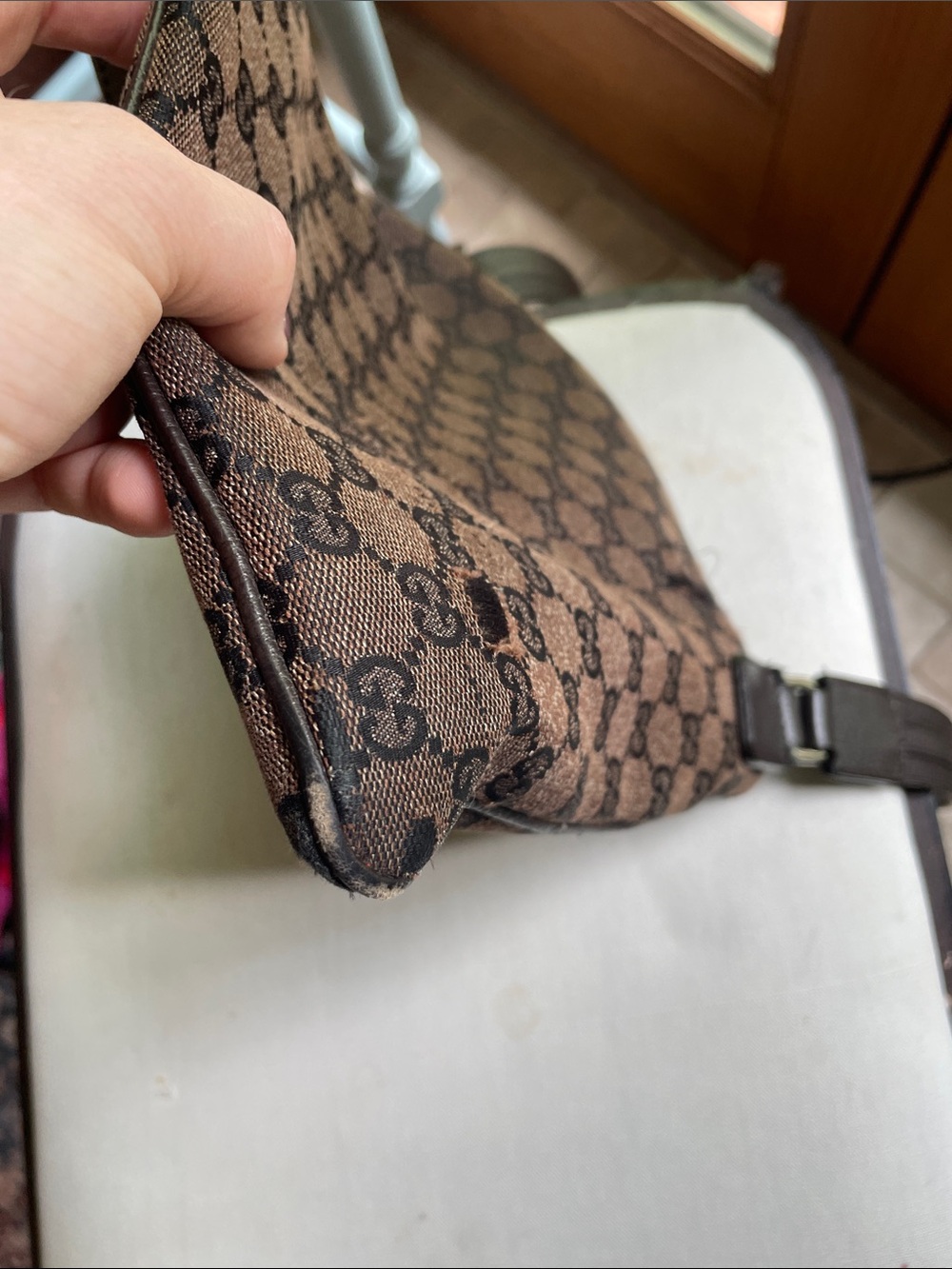 AUTHENTIC Gucci Brown Monogram Crossbody Bag - Brown As Is Project Rehab - Picture 16 of 16